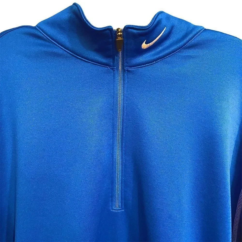 NIKE Golf Victory Therma-Fit Jacket Golf Blue Fleece Lined Pullover Mens L